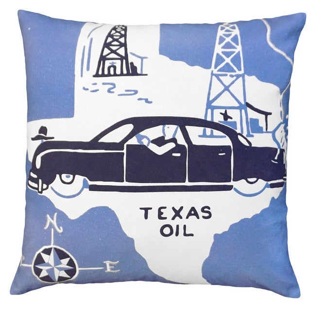 Texas Oil Embroidered Pillow