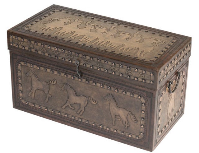 Tooled Leather Cowboy Trunk