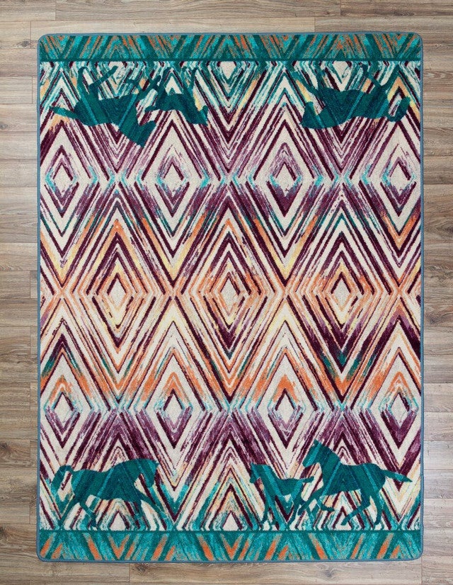 Trotting Horses Rug - 3 x 4