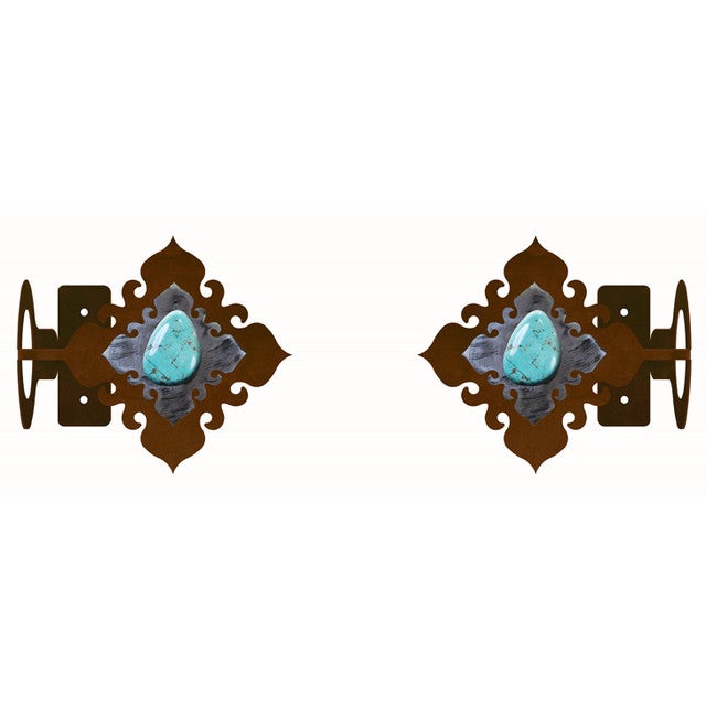 Turquoise Stone Rod Brackets - Set of 2