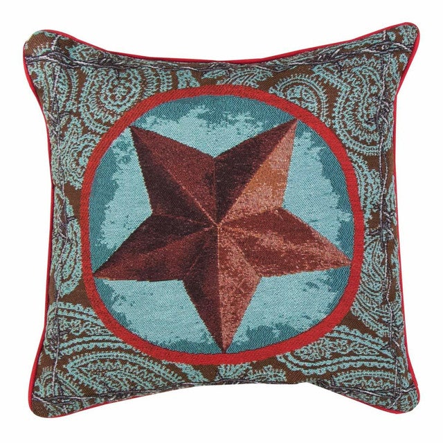 Turquoise Western Star Tapestry Pillow
