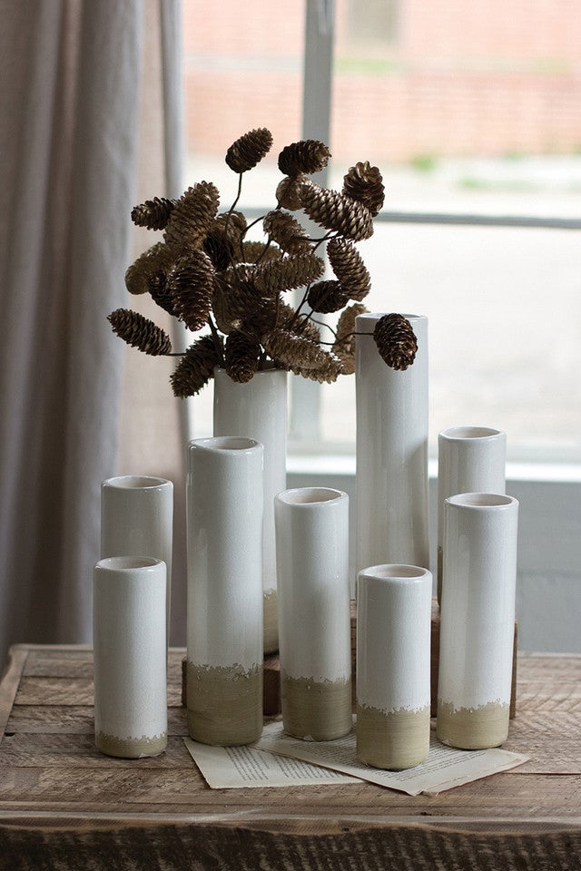 White Bud Vases - Set of 9