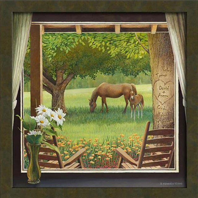 Morning Graze Personalized Framed Canvas - 14 x 14