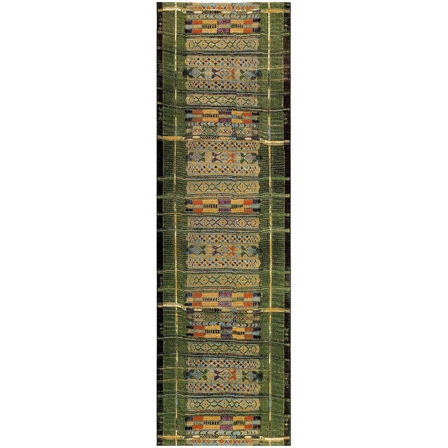 Tribal Stripes Green Indoor/Outdoor Rug - 2 x 8