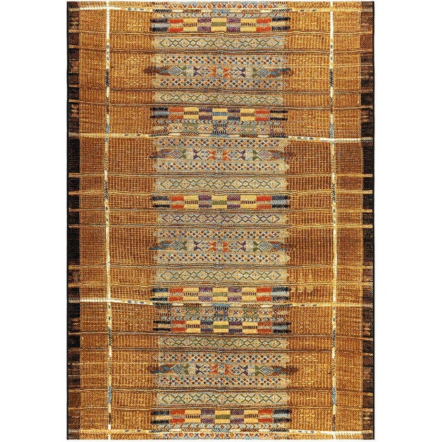 Tribal Stripes Gold Indoor/Outdoor Rug - 8 x 10