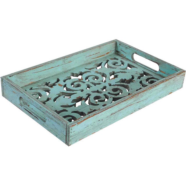 Turquoise Wooden Tray