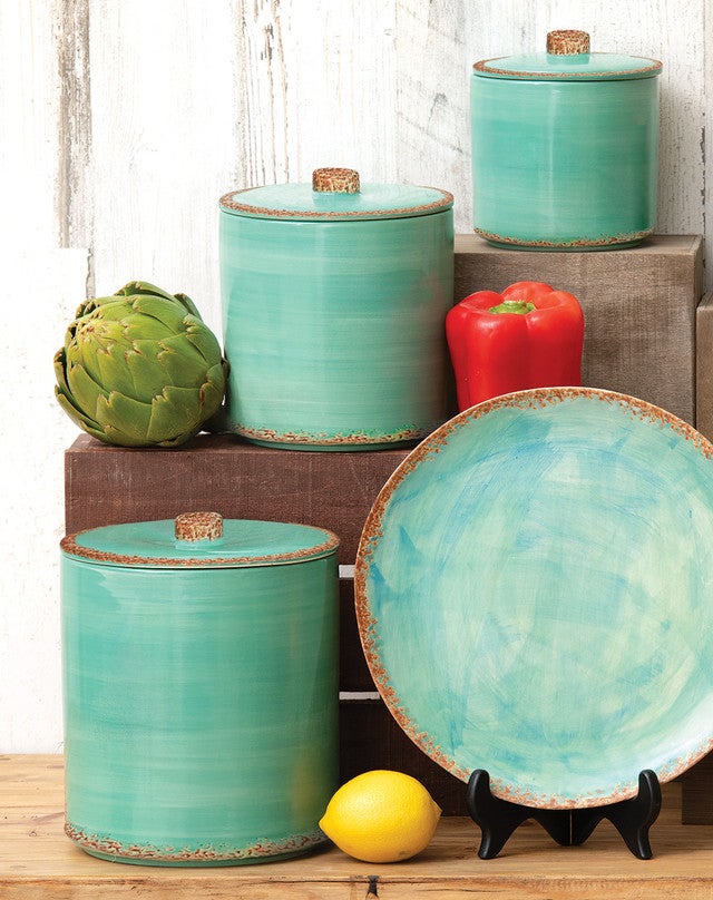 Turquoise Sky Ceramic Canisters - Set of 3