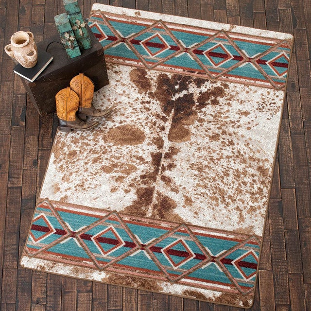 Turquoise Plains Cowhide Rug - 3 x 4