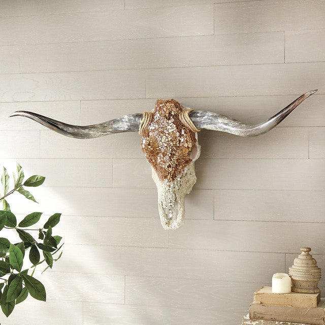 Authentic Longhorn Skull with Rose Gold Ombre Glass