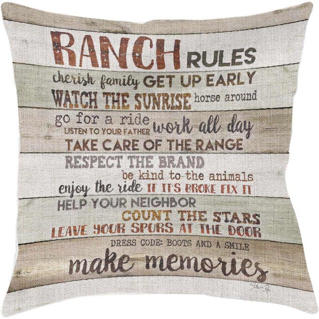 Rules at the Ranch Decorative Pillow