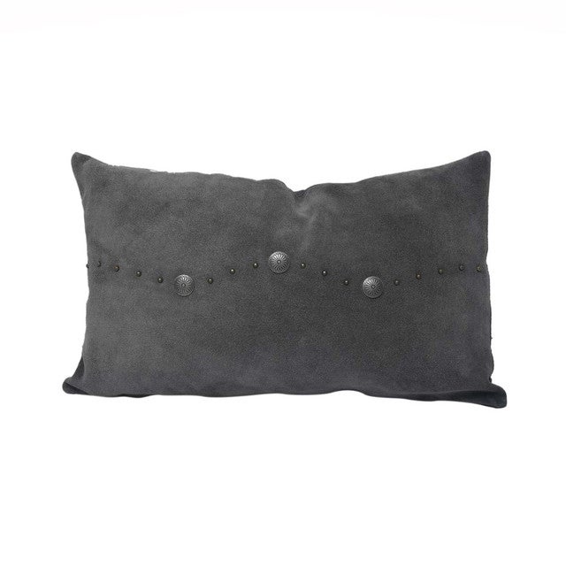 Silver Stud Western Lumbar Pillow - Gray