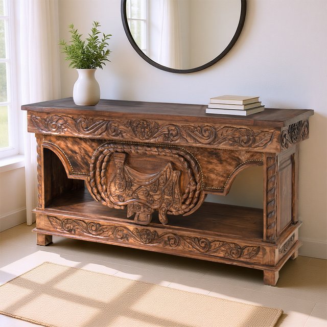 Cowhide Saddlehorn Console