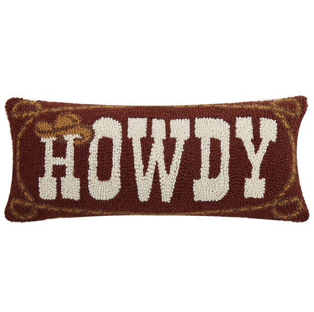 Cowboy Greetings Hooked Pillow