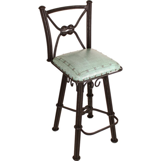 Coronado Swivel Barstool - Plain with Tacks Turquoise