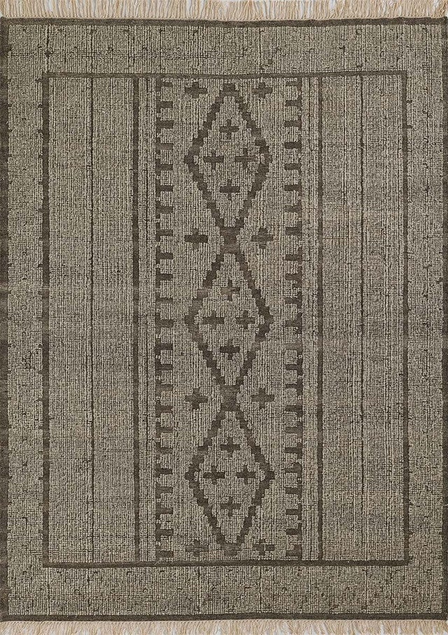 Southwest Charm Tan Fringed Rug - 5 x 8