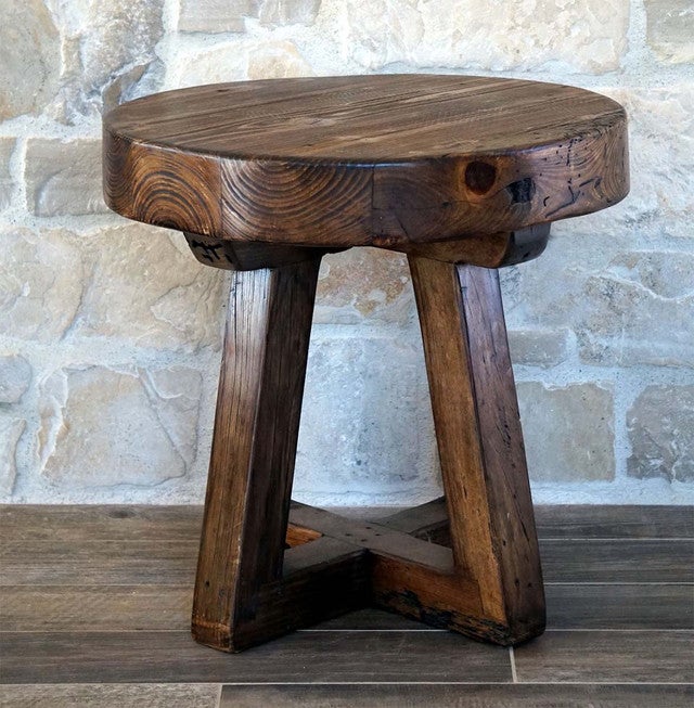 Western Worn Round End Table