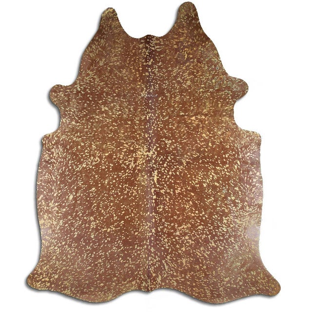 Gold Specked Brown Cowhide Rug - Medium