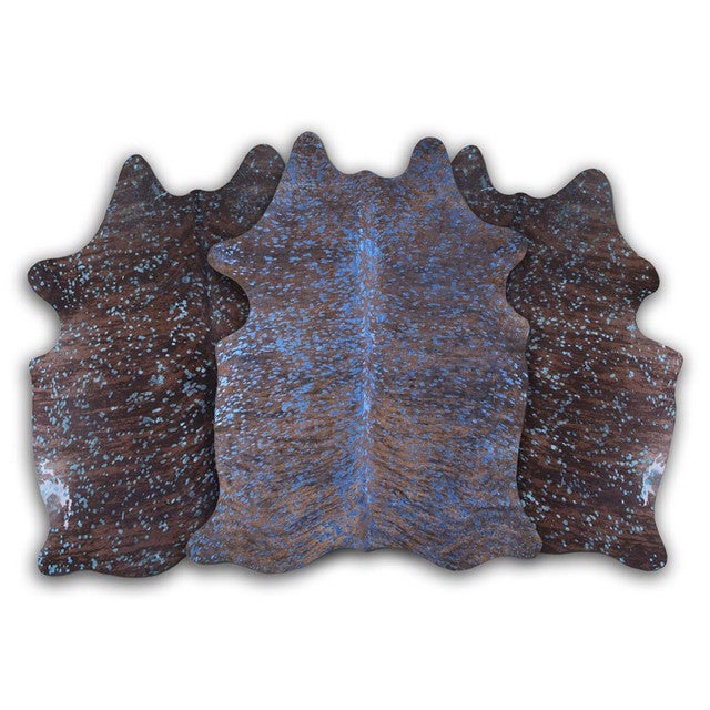 Blue Specked Brindle Cowhide Rug - Medium
