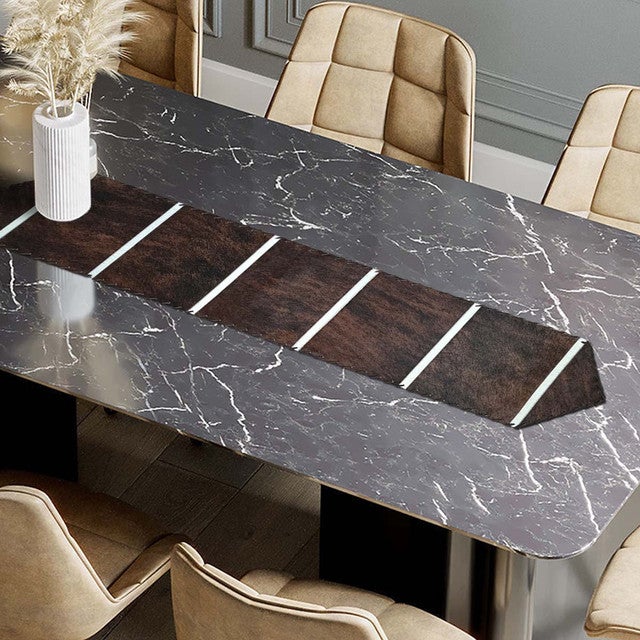 Cowhide White Striped Table Runner - 120 Inch