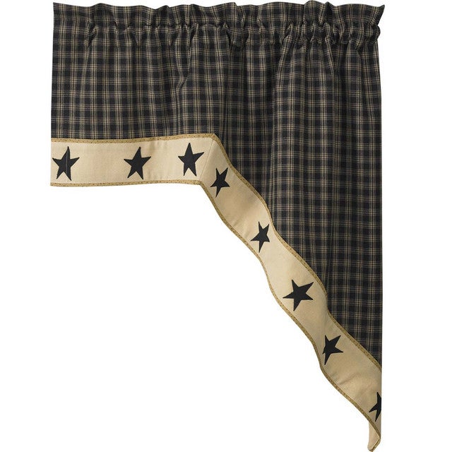 Black Embroidered Stars Lined Swags