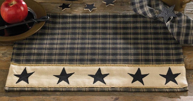 Black Embroidered Stars Placemats - Set of 4