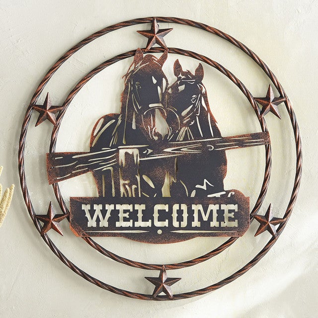 Round-Up Western Metal Welcome Sign