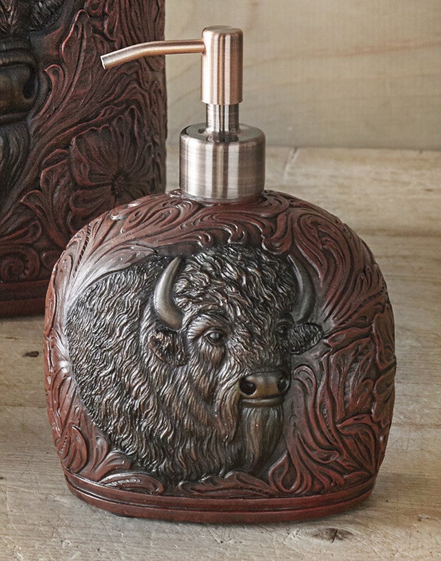 Buffalo Tooled Leather Lotion Pump- SALE