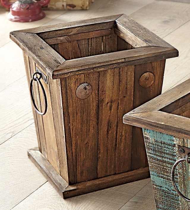 Southwestern Wood Waste Basket - Natural