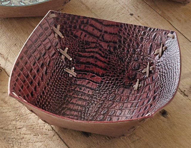 Tooled Leather Bowls - Red