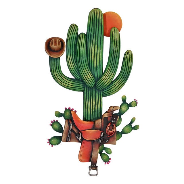 Cactus Saddle Metal Wall Art