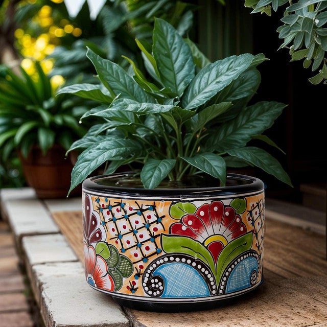 Pink Flower Wheel Planter