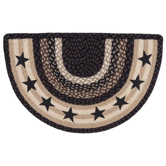 Black Lined Beacon Half-Round Rug