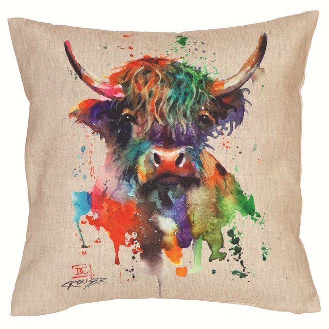 Watercolor Highland Cow Outdoor Pillow - OUT OF STOCK UNTIL 11/19/2025