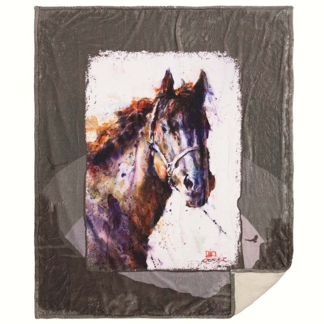Watercolor Horse Plush Sherpa Throw