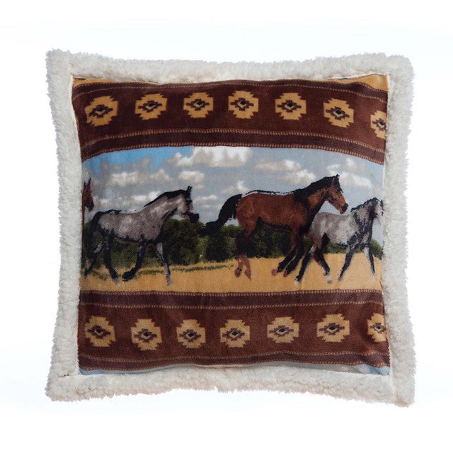 Wild Equine Plush Sherpa Pillow