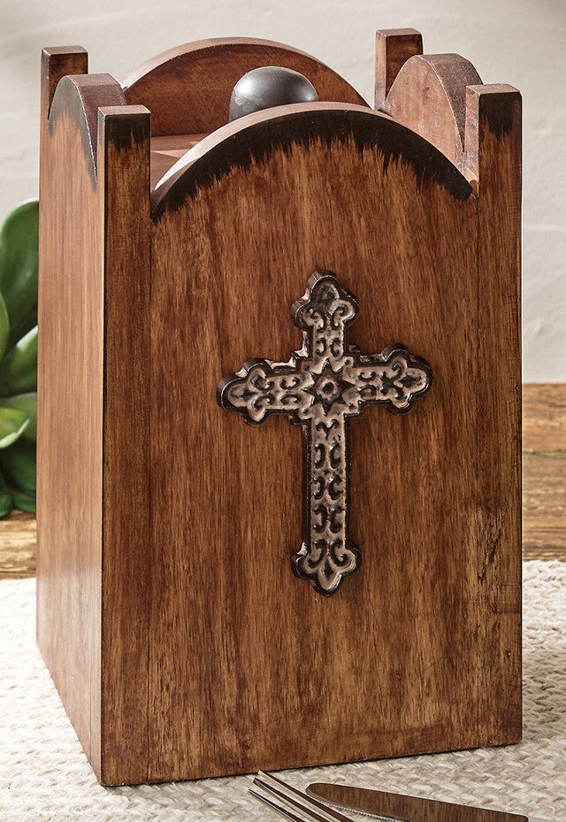 Canyon Cross Wood Canister - Large - OVERSTOCK