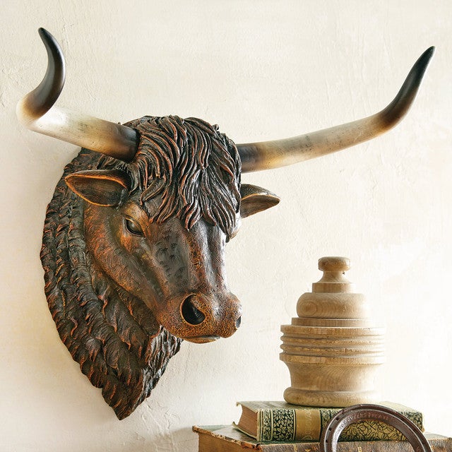 Longhorn Steer Sculpture Wall Hanging