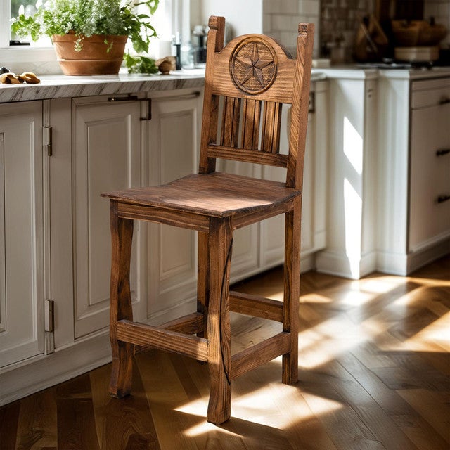 Clarence Stone Starred Brown Counter Stool - 24 Inch