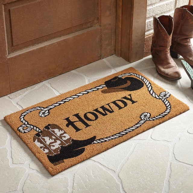 Howdy Cowboy Hat & Boots Coir Doormat