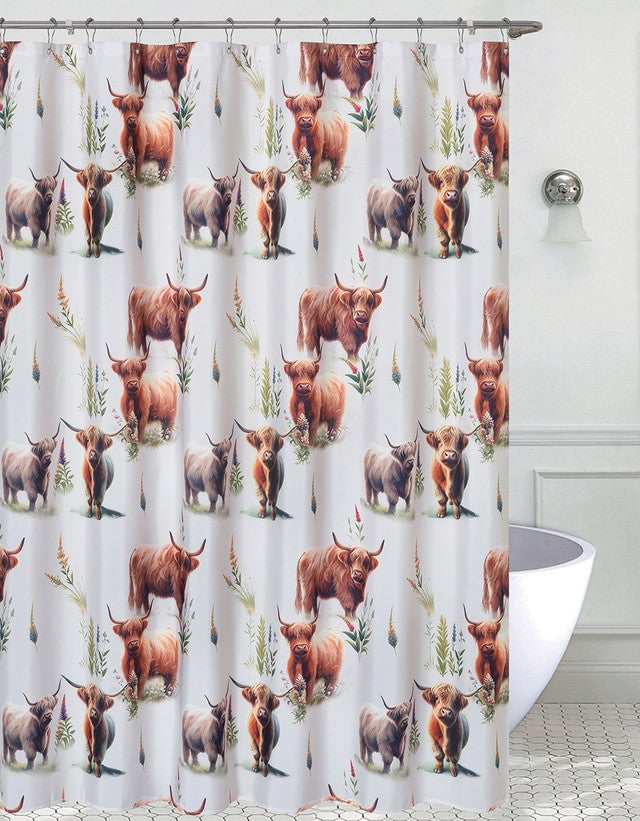 Highland Cow Country Shower Curtain