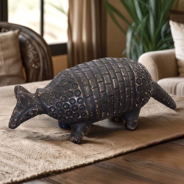 Lone Armadillo Clay Sculpture