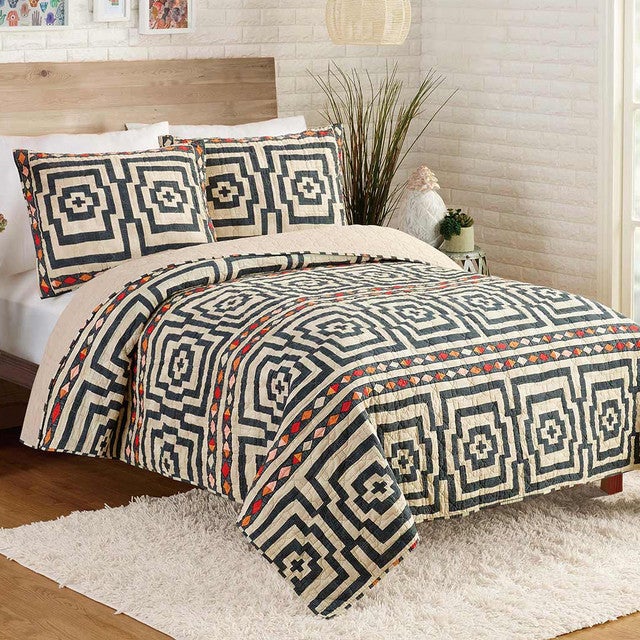 Diamond Mirage Black Quilt Set - Twin