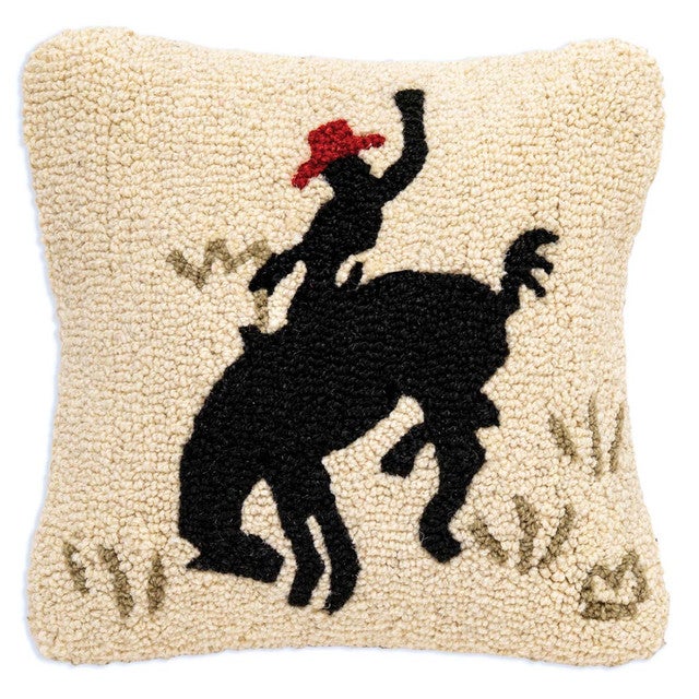 Rodeo Rider Hooked Pillow