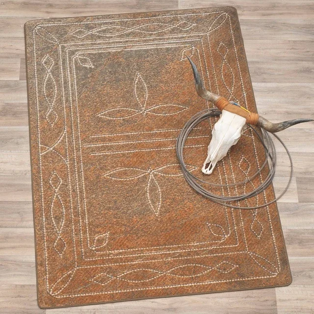 Western Boot Stitched Tan Rug Collection