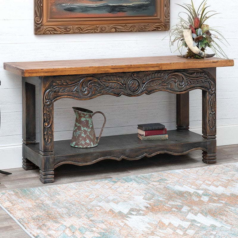Cheyenne Carved Scrollwork Console Table