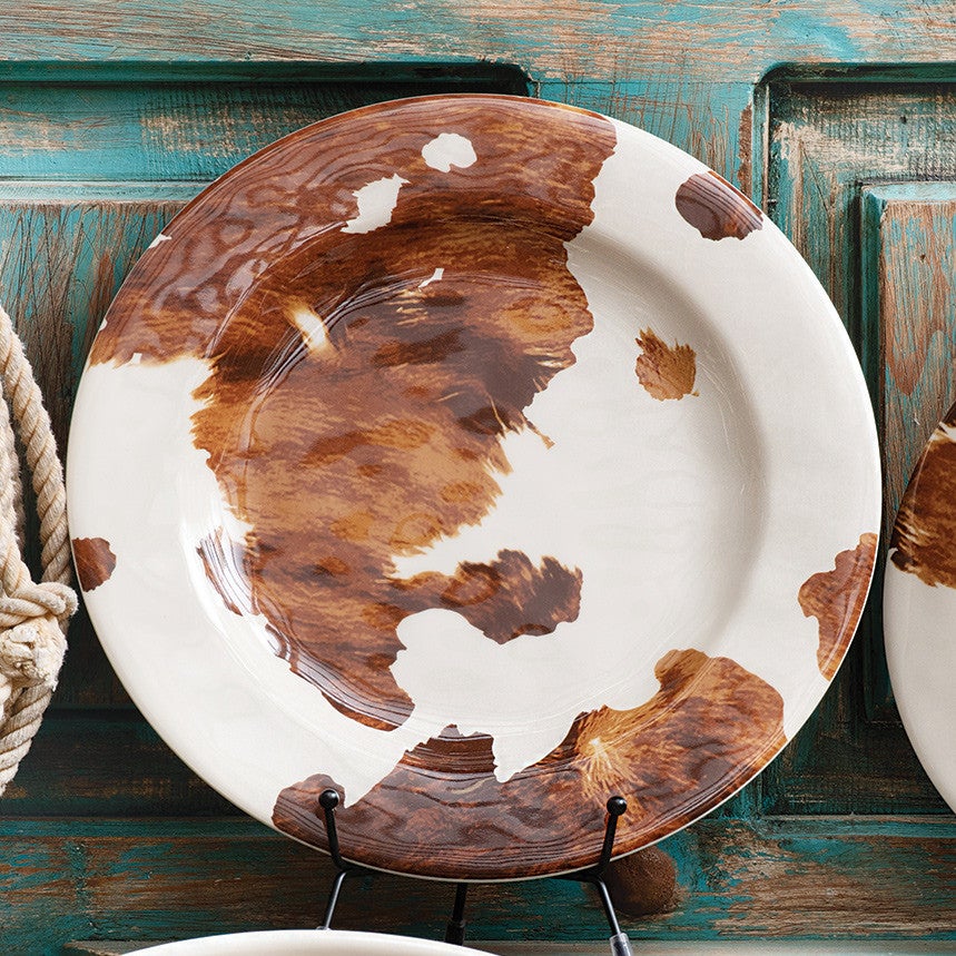 Cowhide Ranch Melamine Dinnerware | Lone Star Western Decor