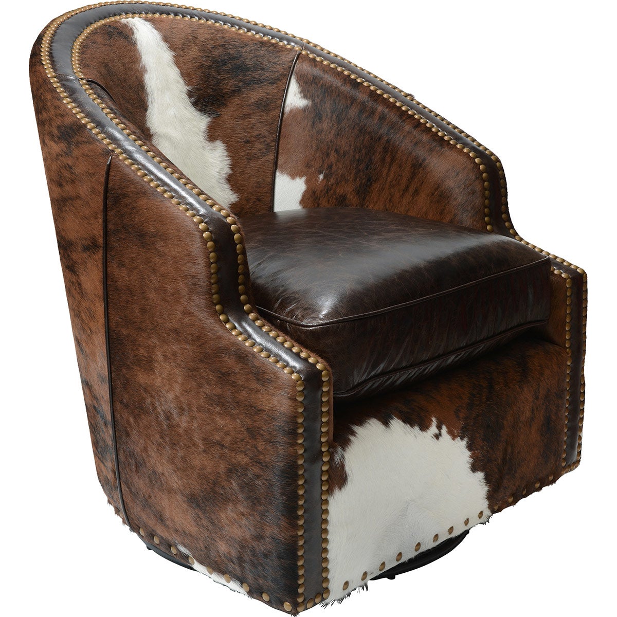 Rodeo Cowhide Swivel Chair Lone Star Western Decor