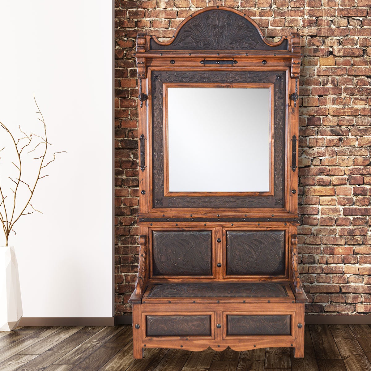 White River Hall Tree with Mirror Lone Star Western Decor