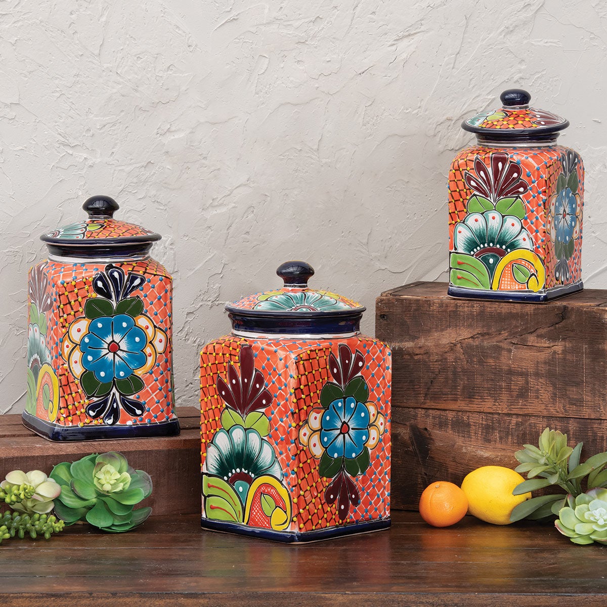 Tecumseh Ceramic Kitchen Canisters - Set of 3 | Lone Star Western