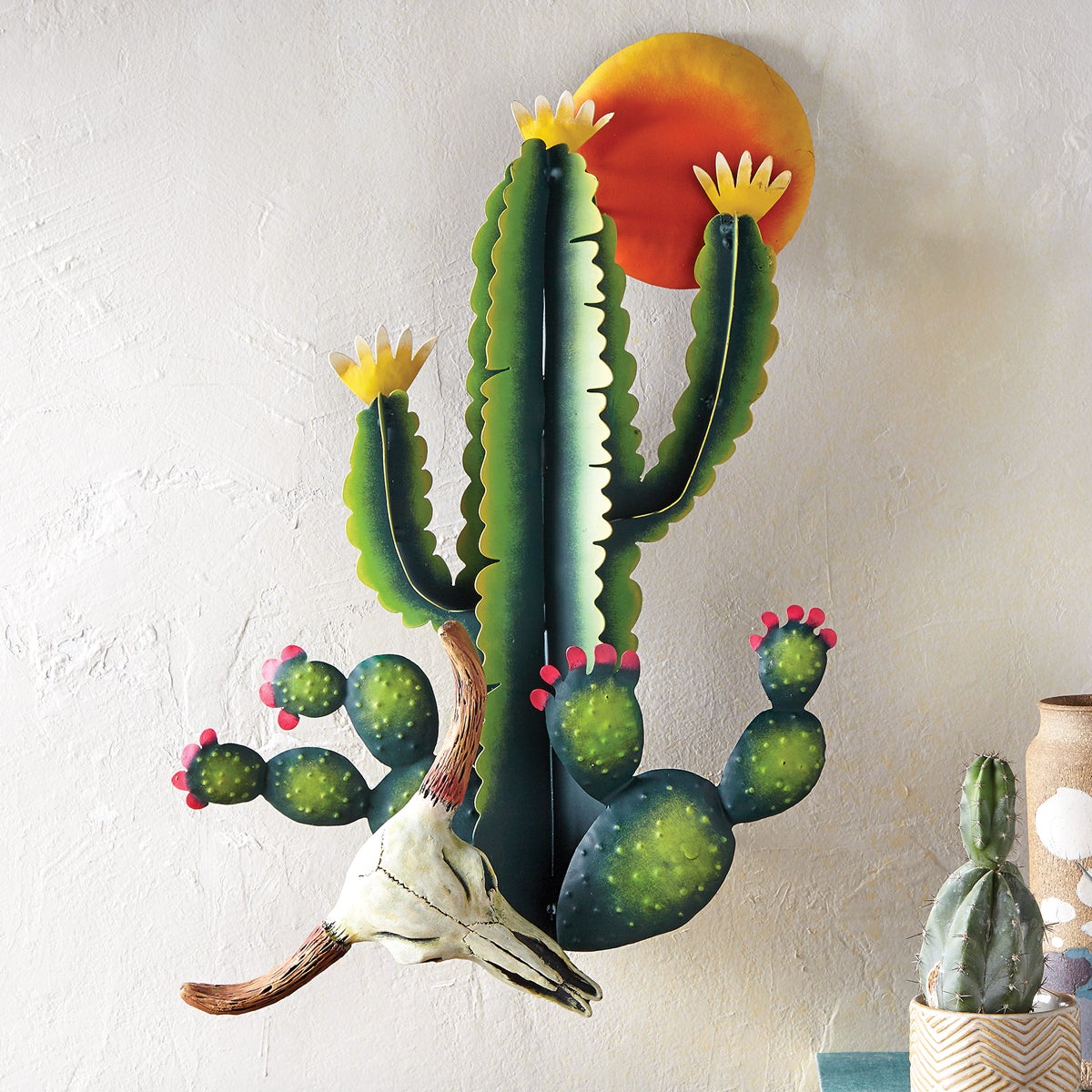 Desert Sun Cactus 3-D Wall Art